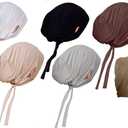 6Pack Muslim Underscarf Beanie with Ear Hole Soft Islamic Turban Hijab Skull Cap Multi