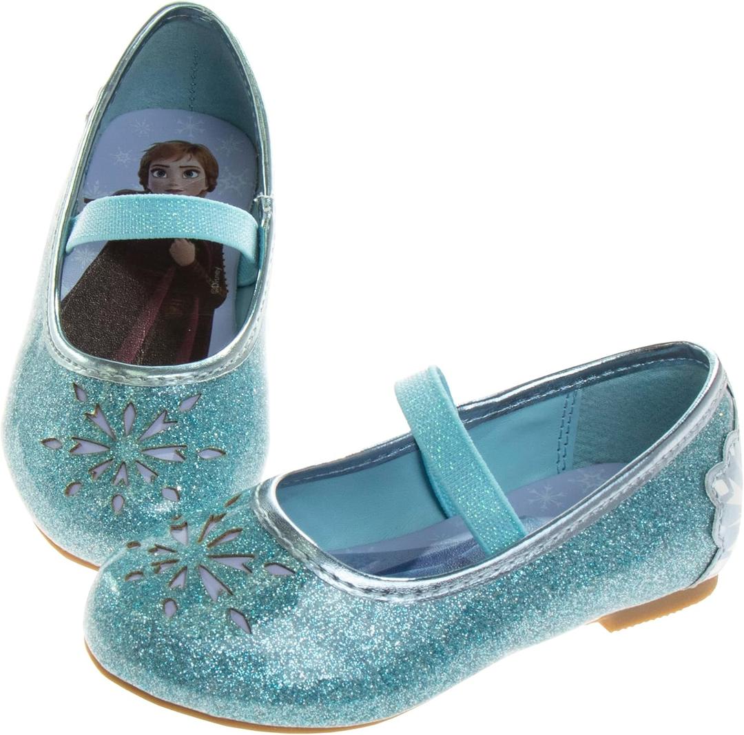 Disney Girls Mary Jane Flats - Kids Character Princess Dress up Slip-on Shoes (Toddler/Little Kid) (Blue)