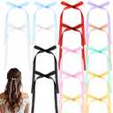 16 Pcs Silky Satin Hair Bows Set Elegant Bowknot Clips with Long Tassels Metal Barrettes for Ponytails Braids Half-Up Hecila Weddings Christmas Birthday Parties Daily Wear Photo Shoots