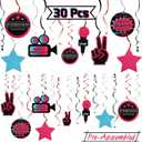 LINGTEER Tic Tok Music Party Decoration Kit - 30 Pcs Foil Ceiling Hanging Swirls Streamers Perfect for Music Happy Birthday Party Gift Decorations Sign.