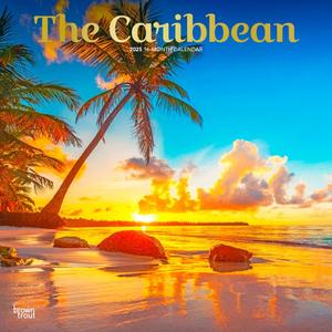The Caribbean | 2025 12 x 24 Inch Monthly Square Wall Calendar | Foil Stamped Cover | Plastic-Free | BrownTrout | Travel Nature Tropical Beach