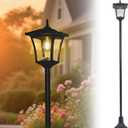 63" Solar Lamp Post Light,Outdoor Waterproof Solar Post Light,Garden Lights for Backyard, Pathway, Patio,Lawn, Driveway Decor, with base