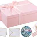 Rinrda Extra Large Gift Box 16.5x13x5.5 inches, Pink Gift Boxes with Lids for Presents, Perfect for Birthday, Valentine's Day, Christmas, Anniversaries, Contains Card, Ribbon, Shredded Paper Filler