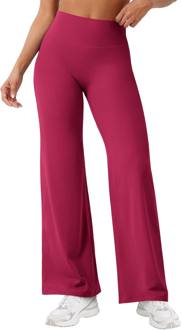YEOREO Workout Leggings Womens No Front Seam Straight Leggings 29"/ 31.5"/ 33"/ 35" High Waist Buttery Eddiy Gym Yoga Pants (Large, Ruby Red)
