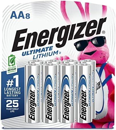 Energizer Ultimate Lithium AA Batteries (8 Pack), 1.5V Lithium Double A Batteries