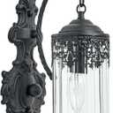 Rustic Glass Wall Sconce Mini Vintage Antique Gothic Wall Light Fixture Retro Farmhouse Mid Century Lantern Wall Sconce for Bedroom, Hallway, Living Room, Mirror, Black, E12