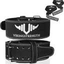 Vikingstrength Premium Weight Lifting Belt with Lifting Straps, Gym Weightlifting Belt for Men and Women, perfect for Squat, Powerlifting, Crossfit and Deadlifting M-4XL + V-Strength Workout App