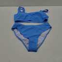 Blue Queen Women's 2 Piece Bikini Set High Cut Swimsuit Athletic Sporty High Waist Bathing Suit Bright Blue XL