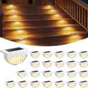VOLISUN 24 Pack Solar Deck Lights Outdoor, Warm White LED Solar Step Lights for Outside, Waterproof Fence Light for Patio, Deck, Stairs, Yard, Pool and Porch (White)