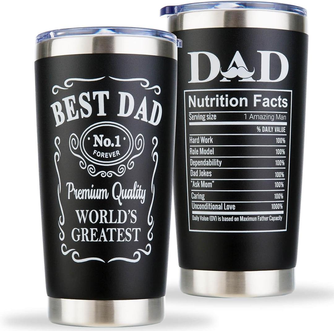 Winzsox Gifts for Dad Birthday, Christmas, Fathers Day - Dad Birthday Gift, Best Dad Ever Gifts, Gift Ideas for Dads from Daughter, Son - 20oz Insulated Mug Cup Tumbler, Stainless Steel