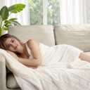 Eydna Electric Heated Blanket Throw Size 50"x60", Fast Heating Throw, Plush Faux Fur for Sofa & Office,4 Heating Levels & 10 Hours Auto Off, Machine Washable, Gifts for Family-Striped White