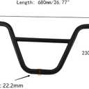 BMX Handlebar 22.2mm Bike Riser Handlebar, Length 680mm, Bicycle Handle Bars Aluminium Alloy Black