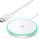 Magnetic Wireless Charger 15W Mag Safe Charger-Fast Charging Pad Compatible with iPhone17/16/15/14/13/12 Series & Airpods 2 3 Pro-LED Mag-Safe Pad with Dual Charging Ports Original ReplacementWhite