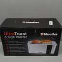 Mueller UltraToast Full Stainless Steel Toaster 4 Slice, Long Extra-Wide Slots for Bagels and Waffles, 6 Browning Levels, LED Display, Cancel/Defrost/Reheat Functions & Removable Tray, Kitchen Gadgets