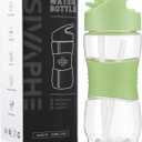 Sivaphe Clear Water Bottle with Straw 12 oz Portable Tritan Transparent Sports Drinking Bottle for School Girls Boys Green