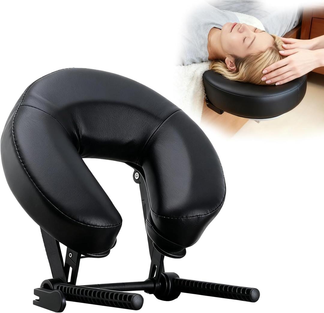 Massage Headrest for Bed Face Cradle, Adjustable Massage Attachment for Mattress, Portable Massage Head Rest for Mattress, Face Down Pillow After Eye Surgery (Black Cropped)