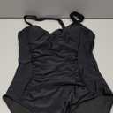 B2prity One Piece Swimsuit for Women Tummy Control Bathing Suits Ruched Slimming Swim Suit Push Up Tie Back Swimwear (XL, Black)
