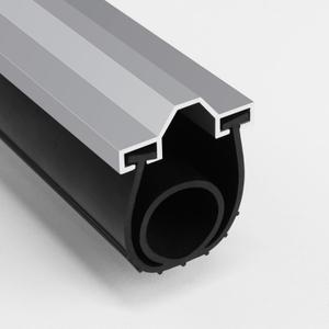 Duzzy 16.5 Feet Convex Shape Garage Door Seal Kits, Pre-drilled Heavy-Duty Weatherproofing Garage Door Rubber Seals Bottom Pakage with Aluminum Track Retainer Base Kits (Black)