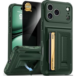 for iPhone 17 Pro Max Case Wallet with Card Holder (4-5Cards) +1 Privacy Screen Protector,[RFID Blocking][Kickstand][Military Drop Protection] Full Camera Protection Wallet Case for iPhone 17 Pro Max
