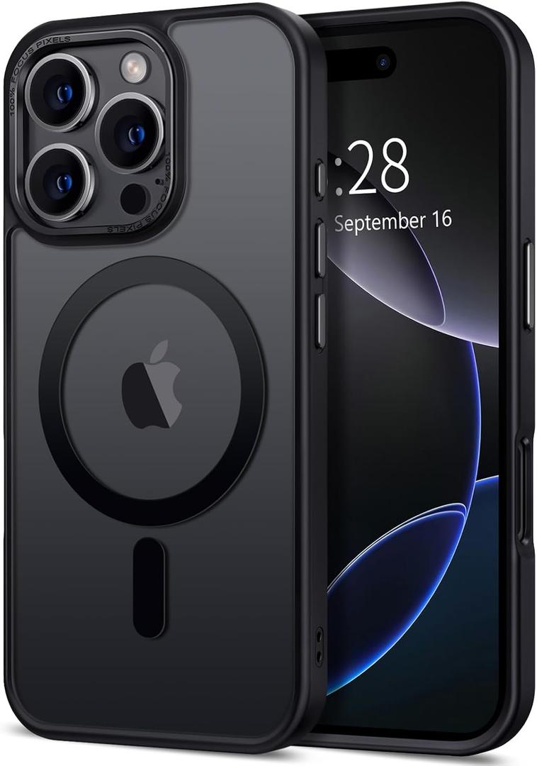 Case for iPhone 16 Pro Max Case Magnetic Translucent Matte Phone Cases 6.9" [Compatible with MagSafe] Thin Slim Fit Shockproof Bumper Hard Protective Cover for Women Men Girls, Frosted Black