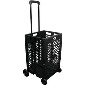 Olympiatools Pack-N-Roll Mesh Rolling Cart, 55 lb, Plastic, Black