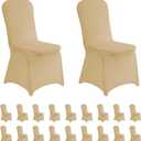 LZY 20pcs Spandex Chair Cover Stretch Slipcovers for Wedding Party, Dining Banquet Chair Decoration Covers (Champagne, 20)
