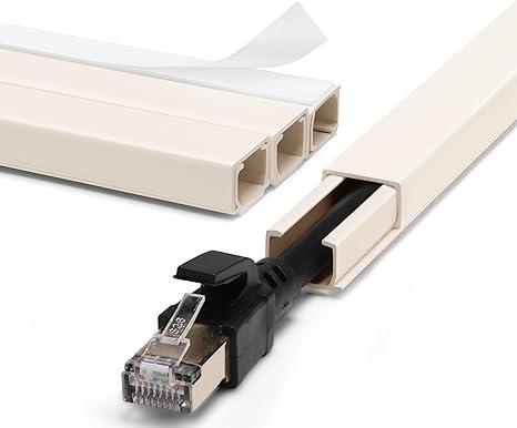 ZhiYo Cord Hider Wall for One Cord, 68in Cord Covers for Wires on Wall, Easy Install Cable Cover Wall, Cable Raceway Hide Cords, Cable Hider Cord Management Wall, 4X L17in W0.6in H0.4in Beige