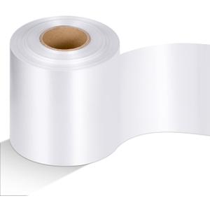 Syhood Outdoor Leaf Ribbon Floral Satin Ribbon for Crafts Aspidistra Waterproof Holiday Outdoor Decoration(4 Inch X 49 Yards,White)