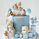 Blue Baby Bear Cake Topper Oh Boy Baby Shower Blue Bears Cake Decorations for Bear Themed Baby Shower Oh Boy Birthday Party Supplies Gold Balls Cake Toppers