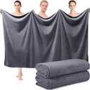Mixweer 2 Pcs Oversized Bath Towels, 40 x 80 Inch Giant Microfiber Jumbo Bath Sheets Ultra Soft Bathroom Microfiber Quick Dry Absorbent Shower Towels for Spa Camping Beach (Dark Grey)