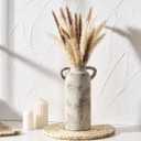 Ceramic Rustic Vase for Home Decor, Terracotta Vase with Handles, Handcrafted Vintage Decorative Flower Vase for Farmhouse, Living Room, Table, Fireplace, Nightstand (Gray- 10.16")