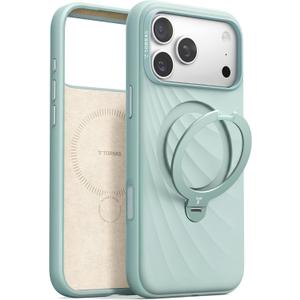 TORRAS Q3 Wind for iPhone 17 Pro Max Case Liquid Silicone, Fit for MagSafe, 360 Spin Magnetic Stand, Soft Grip, Camera Control, Protective Phone Case for iPhone 17 Pro Max Case, Aqua Blue