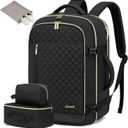 LOVEVOOK Travel Backpack for Women, Carry on Backpack for Airplanes,TSA Personal Item Travel Bag fits 15.6" Laptop,Travel Essentials Carry On Bag Flight Approved with 3 Packing Cubes (Black)