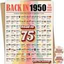 3 x Happy 75th Birthday Card, Funny Road to 75 Year Old Birthday Card Decorations Gifts for Men Women, Grandma Grandpa (Crimson)