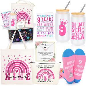 9 Year Old Beautiful Teen Girl Birthday Gifts Ideas, Gift Gifts for 9 Year Old Sweet Teen Girls, Top 9th Birthday Decorations Basket Set of 6