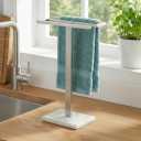 KES Hand Towel Holder for Bathroom, Countertop Towel Stand with Weighted Marble Base, S-Shape Hand Towel Rack Stand Freestanding Counter Top 18/8 Stainless Steel Brushed Finish, BTH223-2