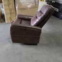 IOMOR Leather Recliner Chair, Manual Recliner Chair for Adults with Overstuffed Arms and Back, Single Sofa Recliner with Cup Holders for Living Room (1, Red Brown)