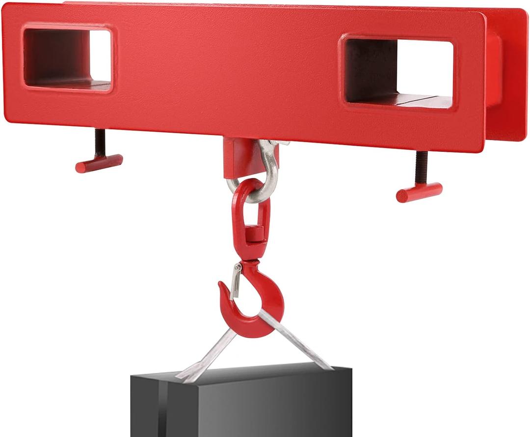 VEVOR Forklift Lifting Hook, 4400lbs Capacity Forklift Lifting Hoist, Red Forklift Mobile Crane with Swivel Hook and Two Large T-Screws, Hook Forklift Lifting Hoist, Fork Lifting Attachment
