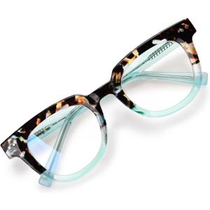 OPTOFENDY Oversized Blue Light Blocking Glasses for Women, Anti Eyestrain & UV Protection Square Computer Eyeglasses (Seagreen)