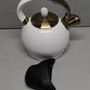 SUSTEAS Stove Top Whistling Tea Kettle - Food Grade Stainless Steel Teakettle Teapot with Cool Touch Ergonomic Handle, With 1 Silicone Pinch Mitt Included, 2.64 Quart(WHITE)