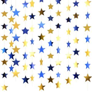 Patelai Glitter Star Garland Banner 2026 Graduation Decor 130 Feet Star Hanging Banner Twinkle Backdrop for Party Birthday Classroom Wedding Supplies(Blue, Gold)