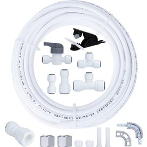 Refrigerator Water Line Kit Connection and 1/4 Compression Ice Maker Installation Kit,1/4" OD Tubing with Quick Connect for Fridge IceMaker Reverse Osmosis RO Systems Water Filters Faucet 25ft