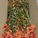 Hananona 18 Pcs Artificial Mum Flowers for Outdoors, Faux Fall Mums Silk Flower for Outside, Fake Orange Flowers for Fall Patio Front Door Planter Autumn Halloween Home Decorations (18, Orange)