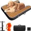 Inflatable Dock Platform for Dog, Large Dog Float Floating Ladder Up to 200 lbs Dogs Water Ramp, Non-Slip PVC with Boat Ramp for Pool, Dock, & Lake