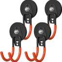 Heavy Duty Storage Magnetic Utility Hooks Large Garage Magnet Hooks with Anti-Slip Coating for Metal Cabinet,Pegboard,Garage Shelve,Garden Tools (4PCS 2.59'' Orange)