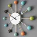 SHISEDECO Mid Century Quartz Wall Ball Clock Multicolor Large Size, Decorative Modern Silent Creative Fashion Hanging Decoration for Home, Kitchen, Living Room, Office, Bedroom etc.
