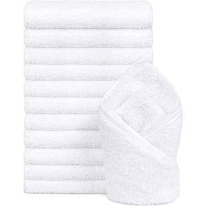 Orighty 12-Pack White Hand Towels - Quick Drying & Absorbent Microfiber Gym Towels 16x28 inches - Lightweight & Thin White Yoga Towels - Multi-Purpose Camping Towels for SPA, Hotel & Bathroom