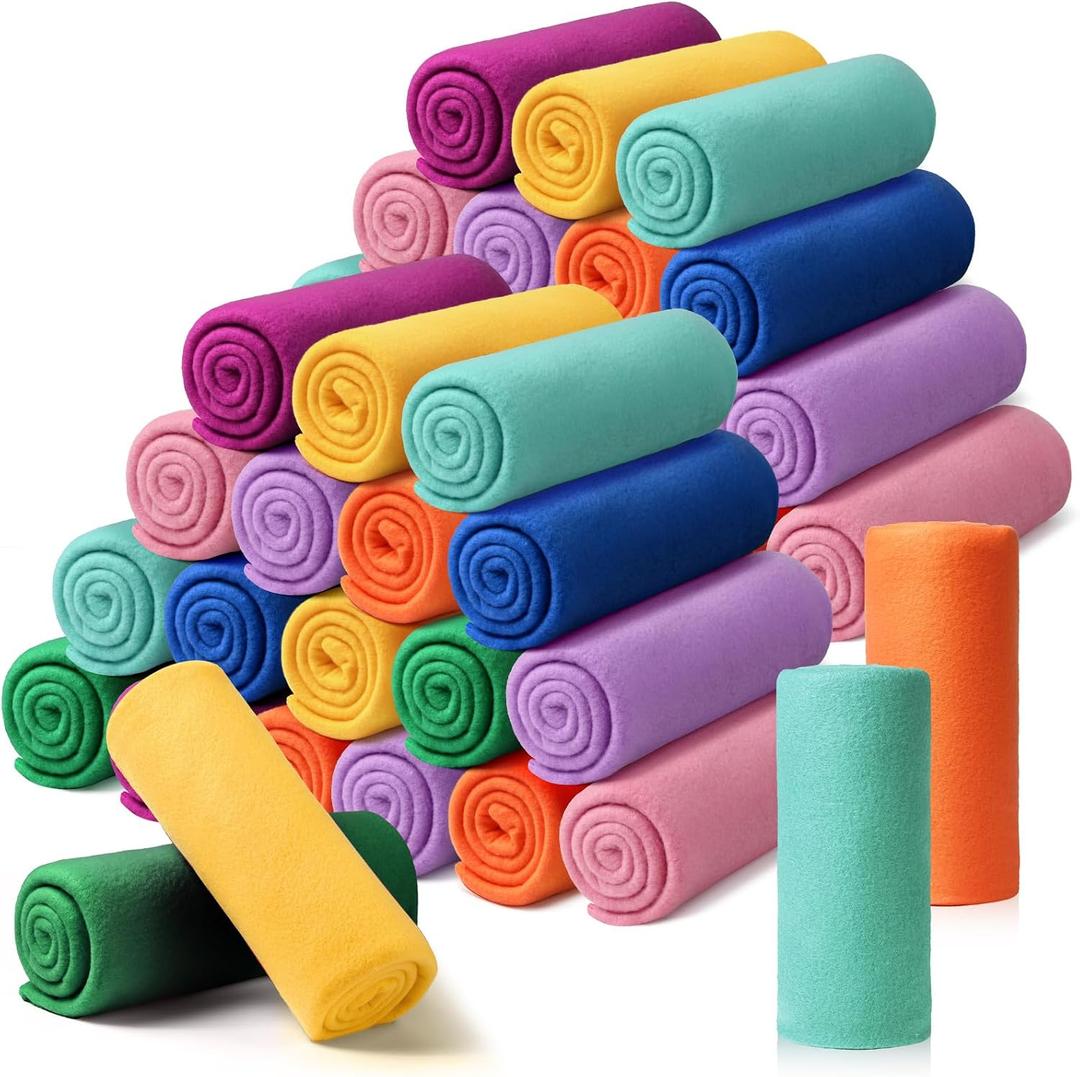 Kinlop 40 Packs Throw Blanket Bulk 60 x 50 Inch Fleece Throw Soft Blankets Warm Cozy Lightweight Plush Blanket for Bed Couch Sofa Pet Office Wedding Gifts Travel Camping (Stylish Color)