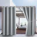 Waterproof Outdoor Curtain W52 x L63 - Grommet Top Sunlight Blocking Window Treatment Drapes Blackout Curtains for Home Bedroom Living Room Outdoor Patio Porch Pergola (Light Gray, 2 Panels)