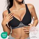 OEAK Womens Deep V Bras Wireless Comfortable Bra Supportive No Underwire Bras Tshirt Push Up Bralettes Plunge Seamless Bra (Black, L)